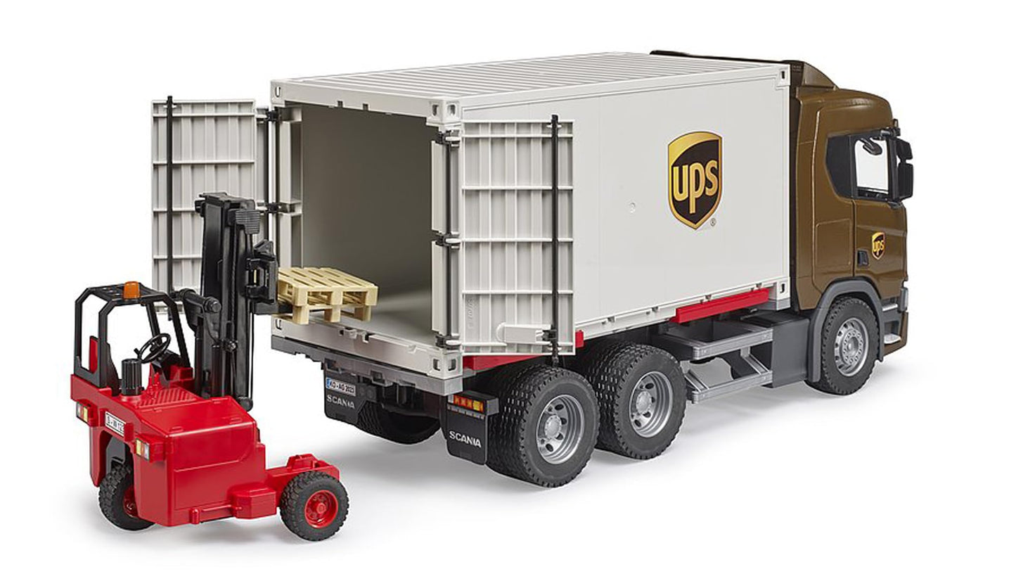 Bruder Scania Super 560R UPS Logistics Truck with Forklift — 1:16 Scale