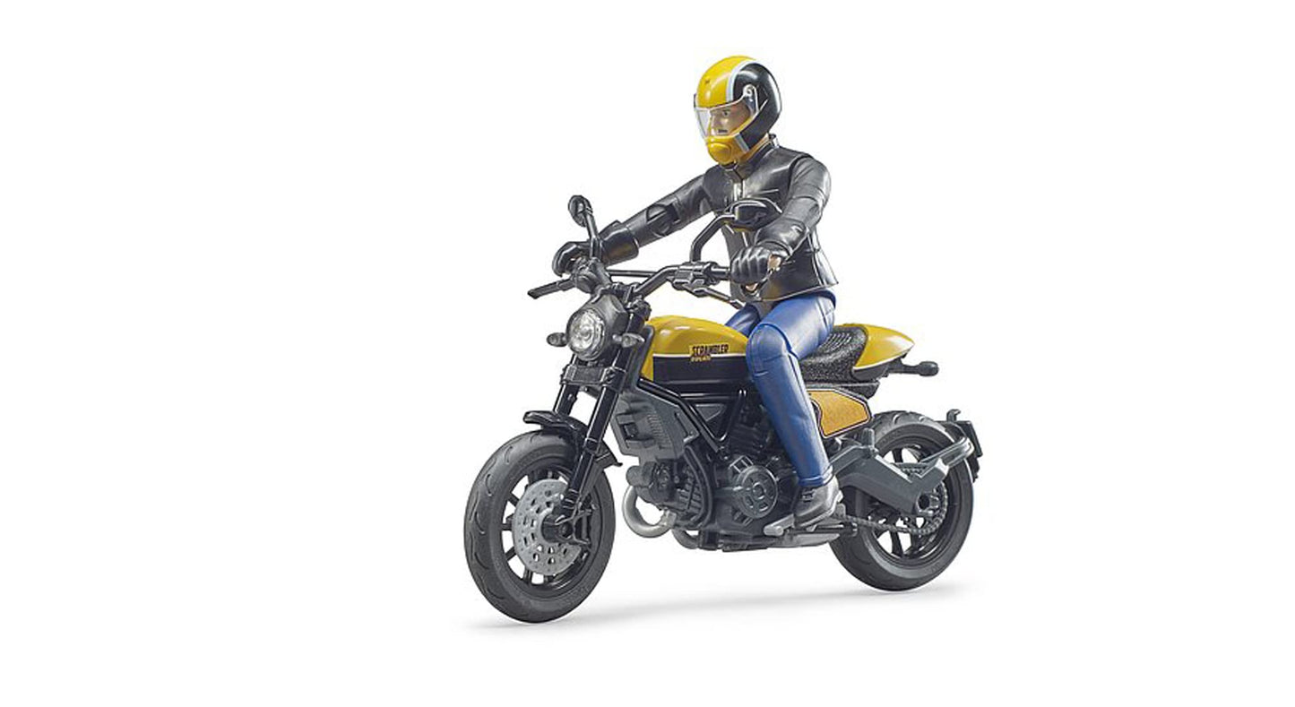 Bruder Scrambler 63053 Ducati Full Throttle with Driver – Realistic Mini Motorcycle Playset