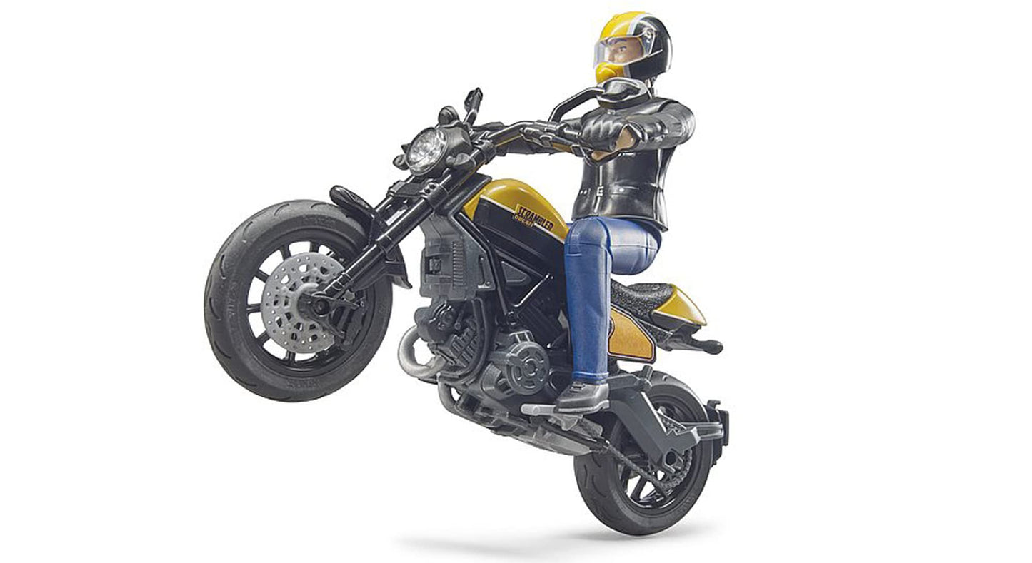 Bruder Scrambler 63053 Ducati Full Throttle with Driver – Realistic Mini Motorcycle Playset
