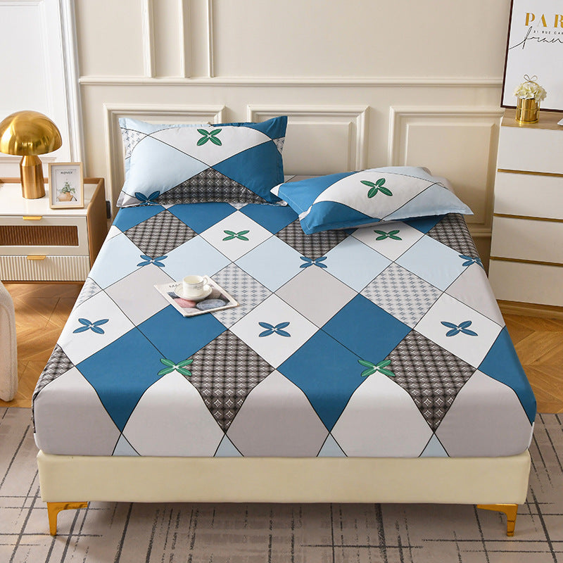 Brushed Fitted Bedsheet with Printed Pillowcases