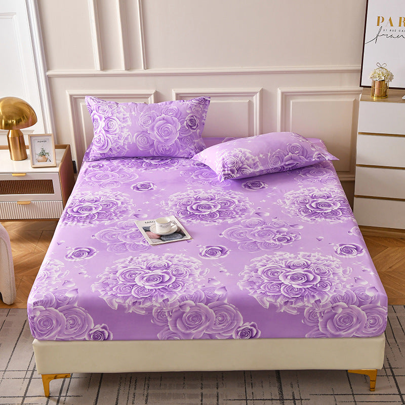Brushed Fitted Bedsheet with Printed Pillowcases