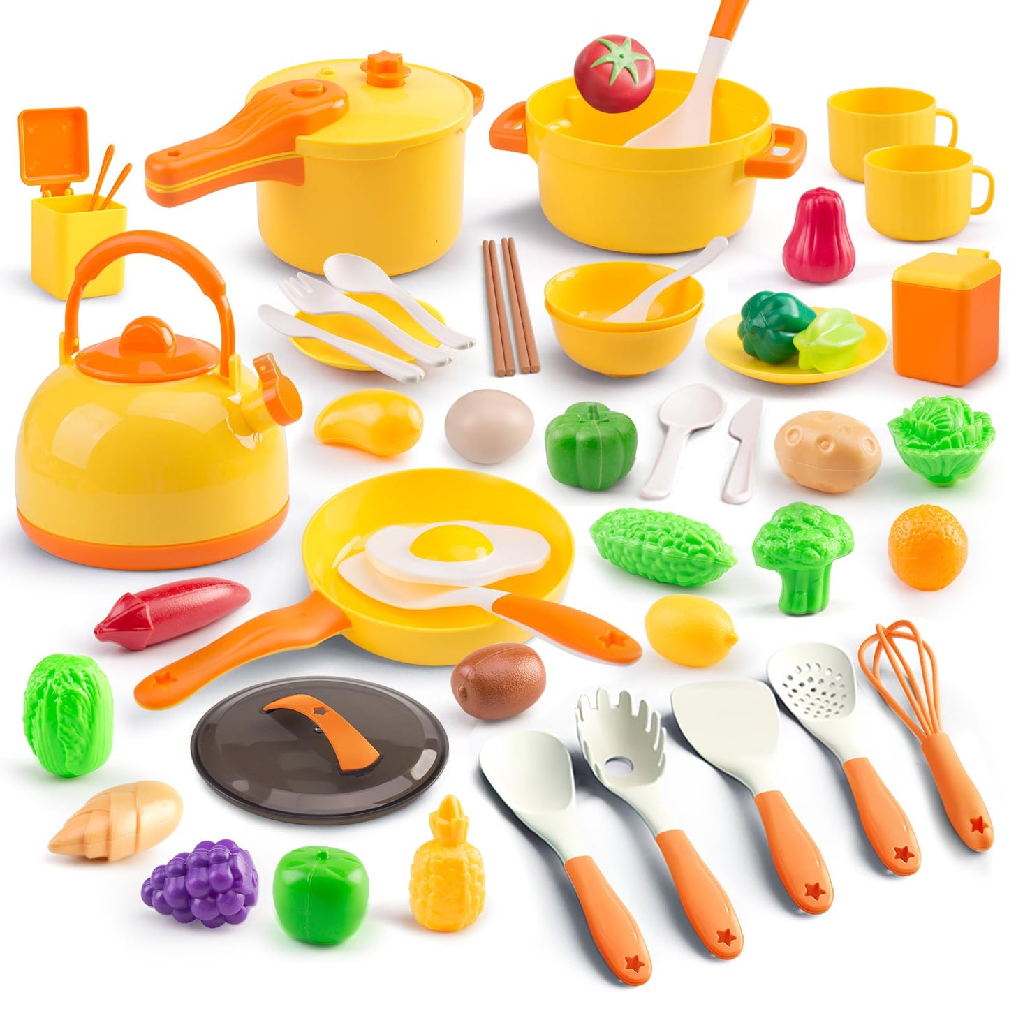 Bruvoalon 56Pcs Mini Play Kitchen Set – Pretend Cooking for Kids