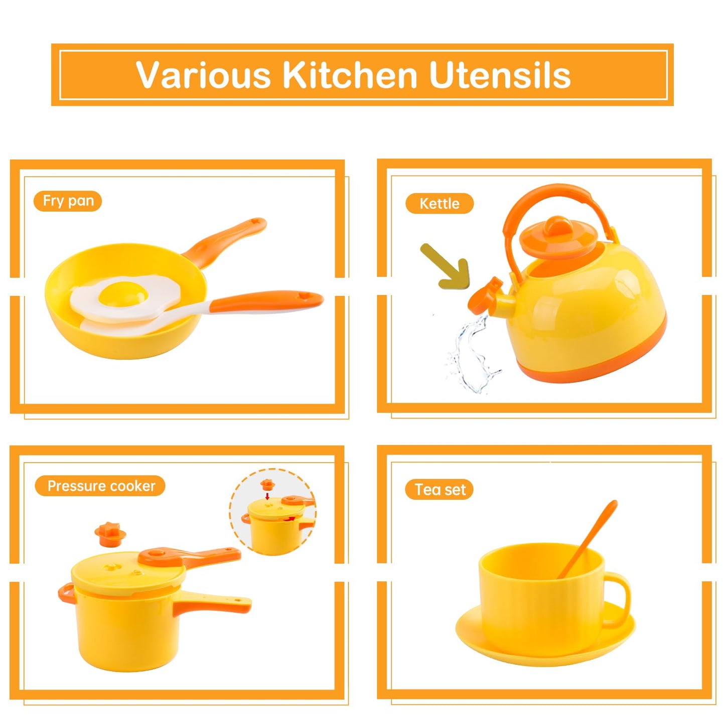 Bruvoalon 56Pcs Mini Play Kitchen Set – Pretend Cooking for Kids