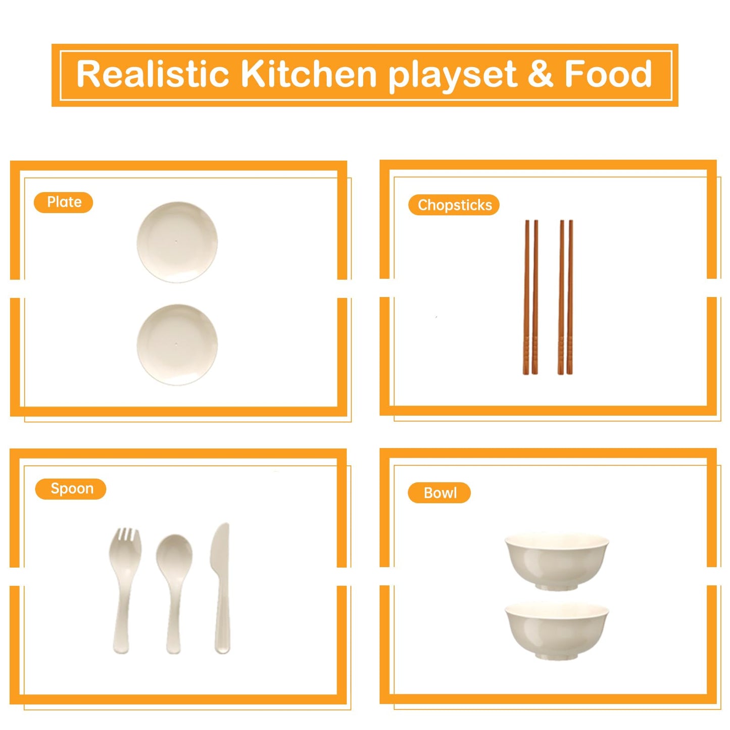 Bruvoalon 32-Piece Kids Play Kitchen Set – Realistic Pretend Cooking Toys (Red)