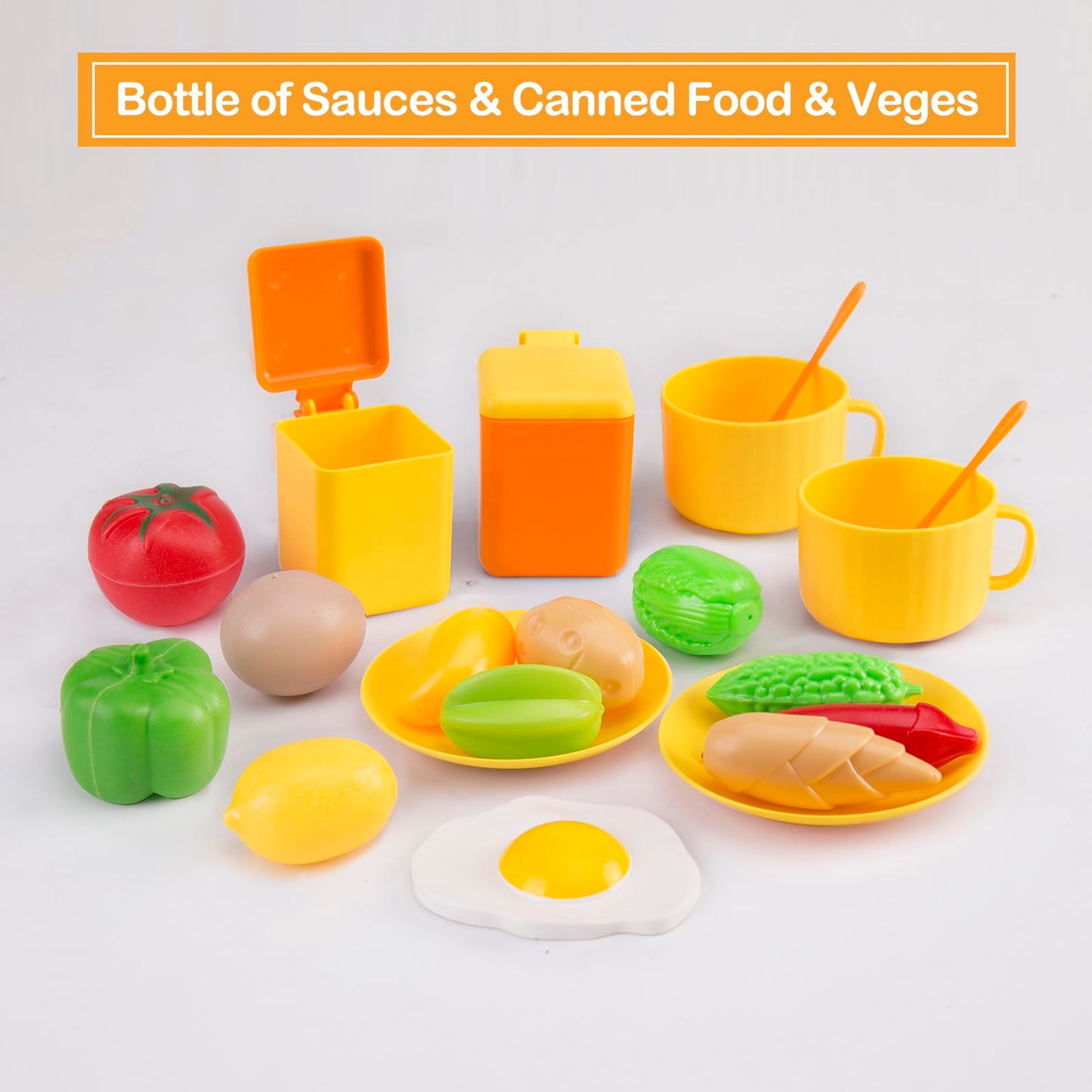 Bruvoalon 56Pcs Mini Play Kitchen Set – Pretend Cooking for Kids