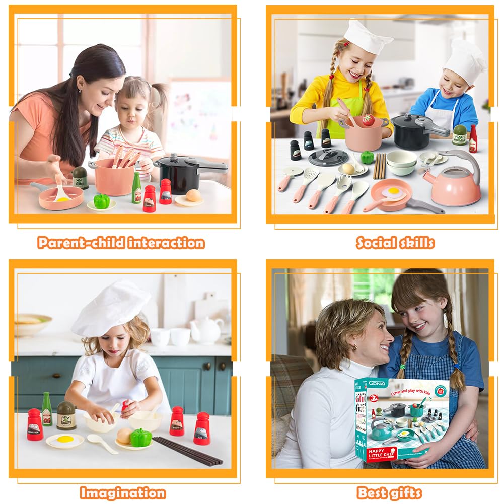Bruvoalon 32-Piece Kids Play Kitchen Set | Pretend Cooking Toys for Toddlers