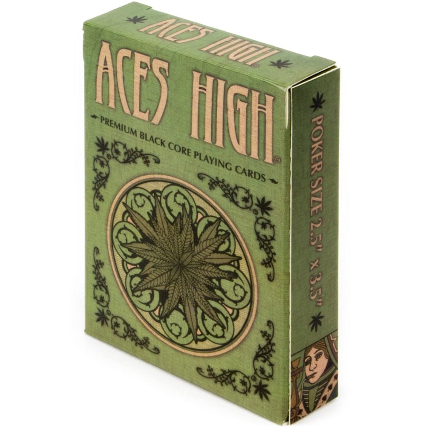 Brybelly Aces High Premium Green Playing Cards – Black Core, Plastic-Coated, Poker Wide