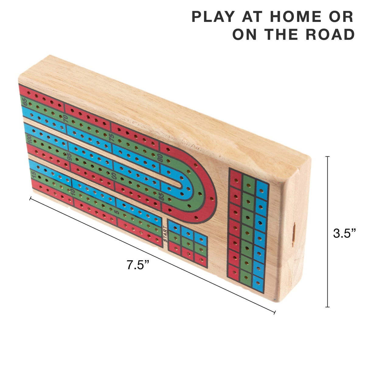 Brybelly Cribbage Board Game Set — Traditional Wooden Board, 3-Track Layout, Cards Included, Portable Folding Case