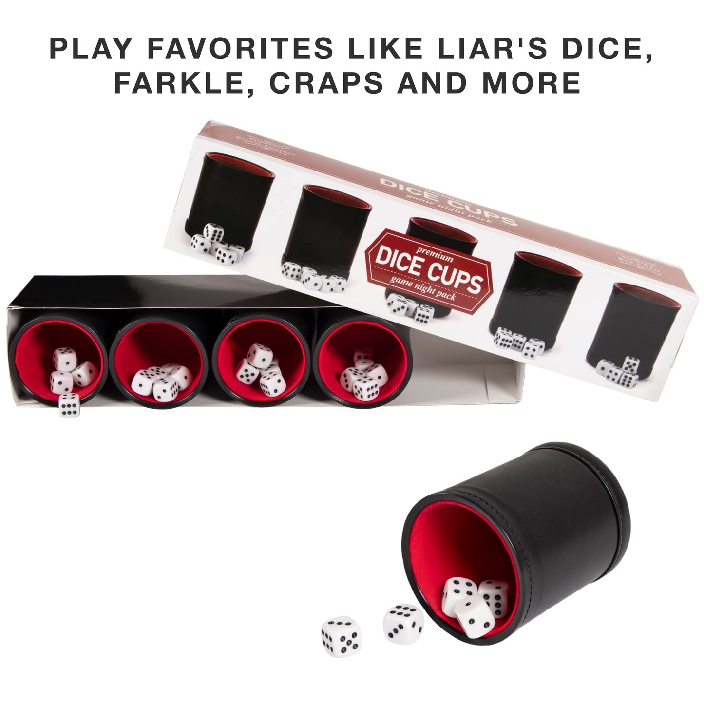 Brybelly Dice Set with Shaker Cup - Leather Cups, 25 Dice for Family Games