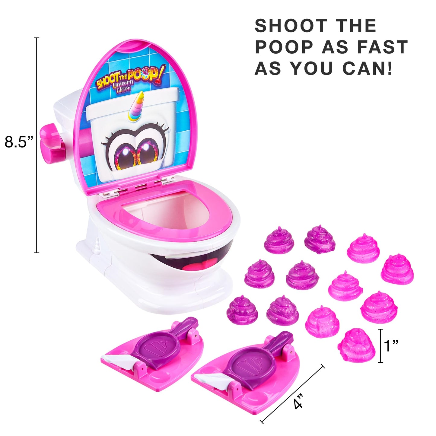 Brybelly Shoot The Poop Unicorn Edition — Glitter Poops, Talking Toilet, Family-Friendly Party Game