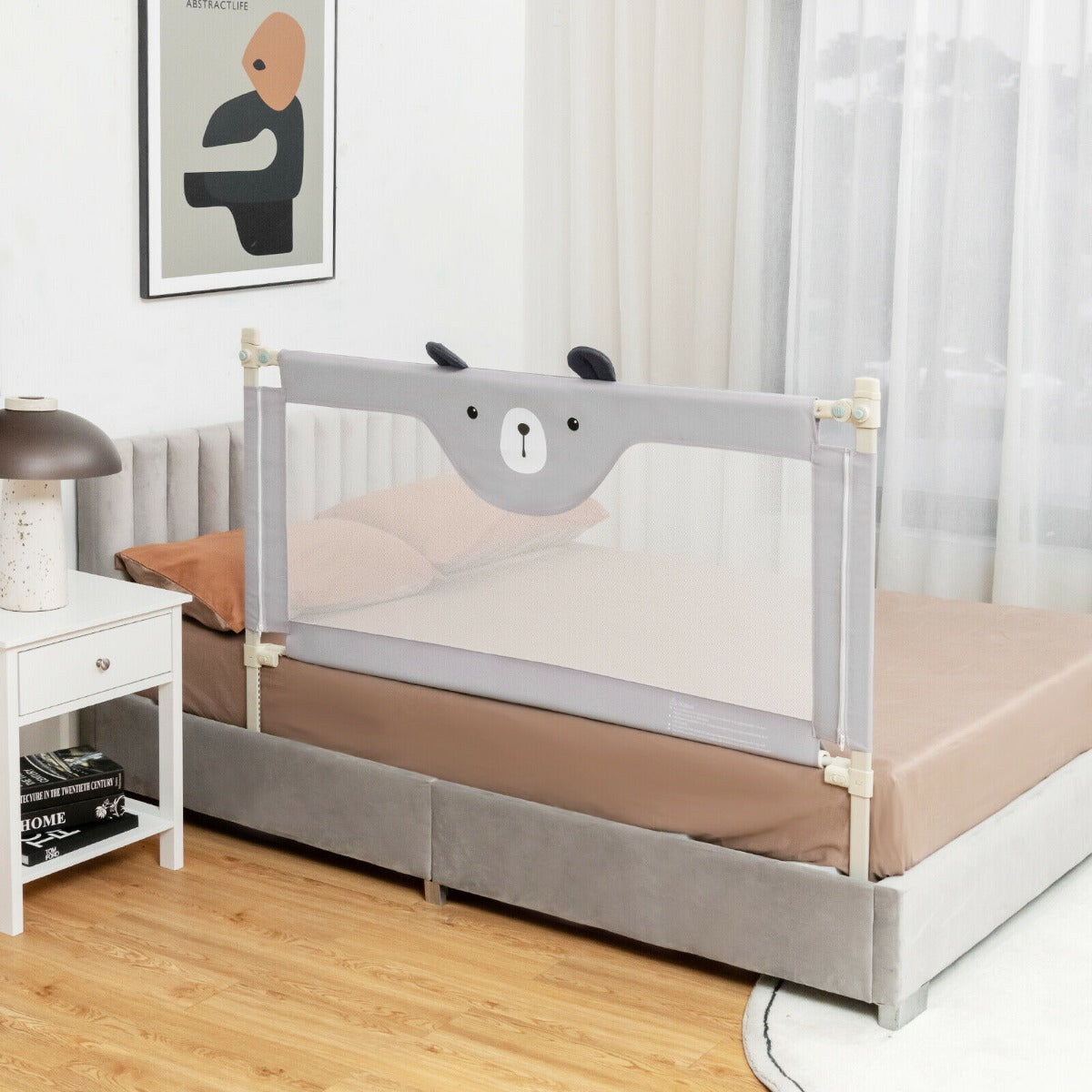 142/175CM Toddler Infant Security Guardrail with Double Lock-Size 1