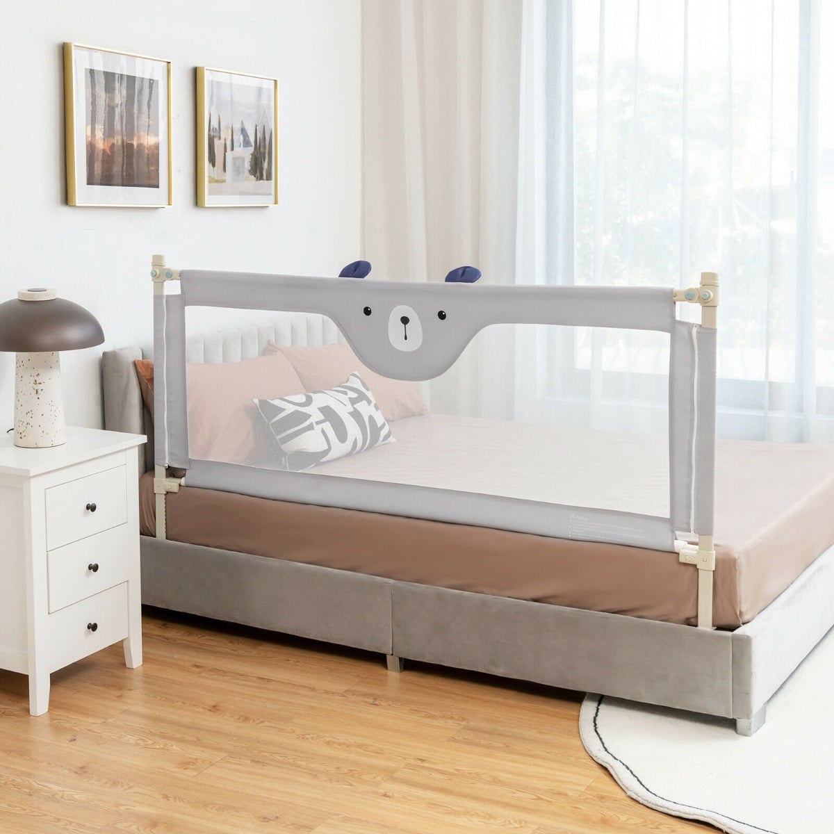 142/175CM Toddler Infant Security Guardrail with Double Lock-Size 1