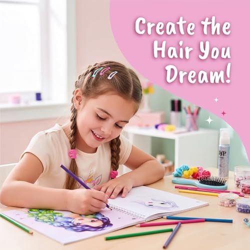 BSCOOL Drawing, Coloring & Fashion Design Book for Kids 5+ | Hairstyles with Stickers and Sketches