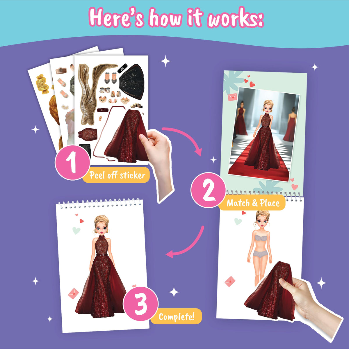 BSCOOL Sticker Dress Up Fashion Runway – Creative Sticker Activity Book for Kids 5+