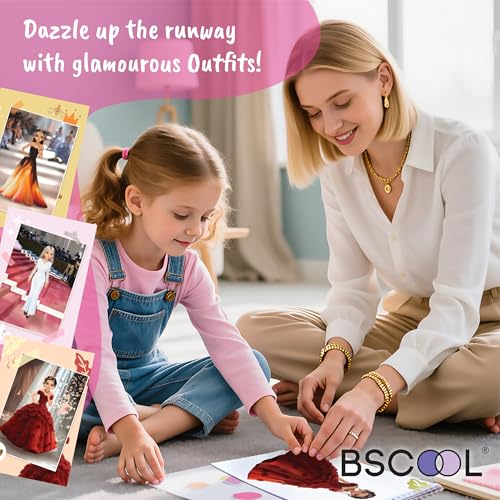BSCOOL Sticker Dress Up Books – Creative Fashion Design Activity for Kids 5+