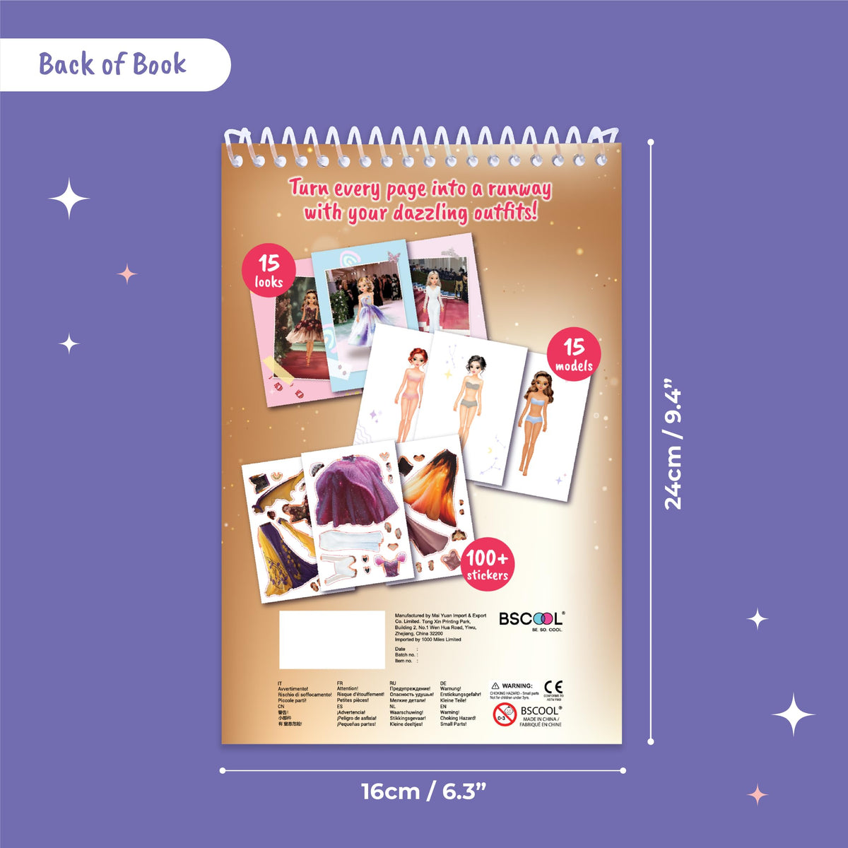 BSCOOL Sticker Dress Up Books – Creative Fashion Design Activity for Kids 5+