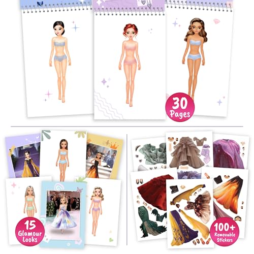 BSCOOL Sticker Dress Up Books – Creative Fashion Design Activity for Kids 5+
