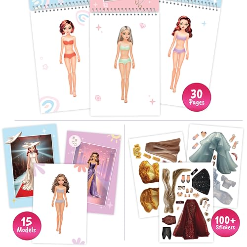 BSCOOL Sticker Dress Up Fashion Runway – Creative Sticker Activity Book for Kids 5+