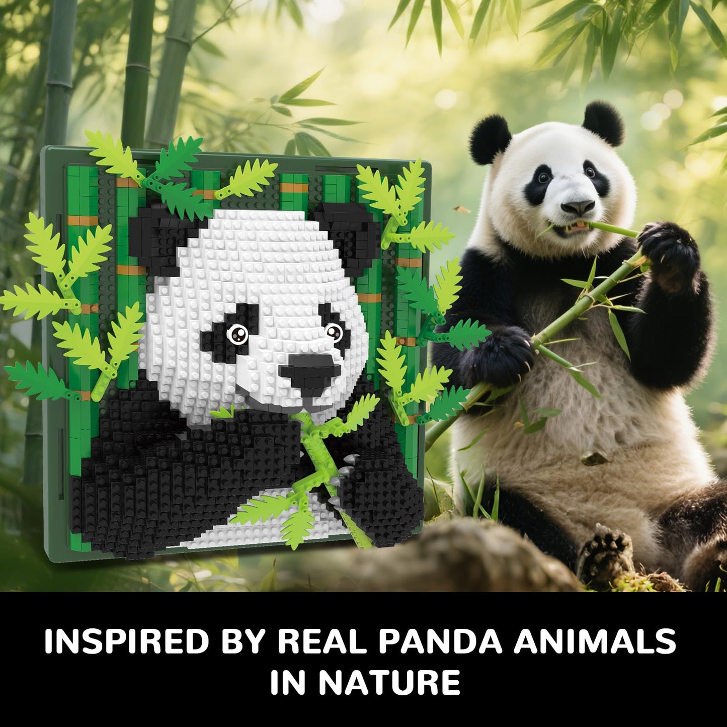 BseSparklion Panda 3D Wall Art Micro Blocks Set (1142 PCS) – Table or Wall Display, Not Compatible with LEGO, Gift for Adults & Teens 14+