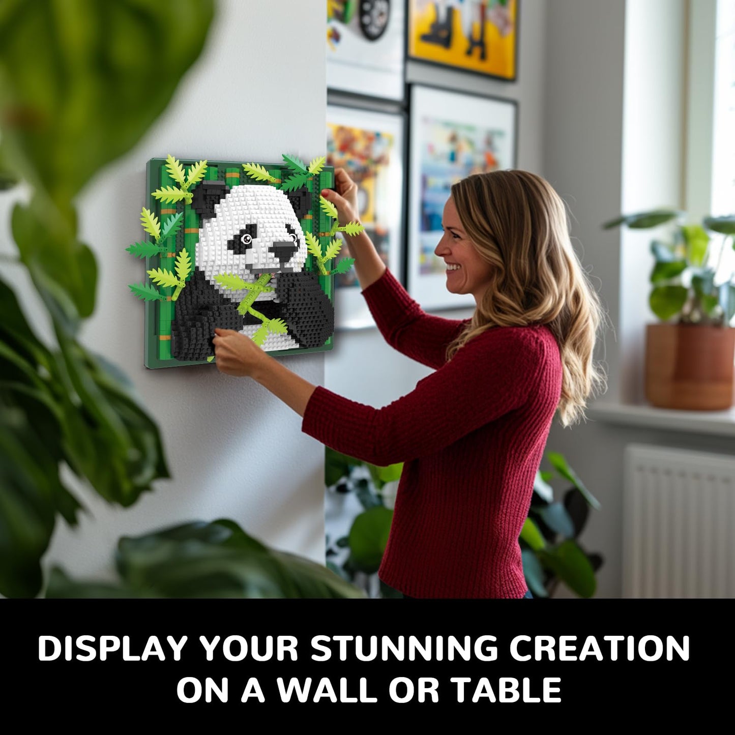 BseSparklion Panda 3D Wall Art Micro Blocks Set (1142 PCS) – Table or Wall Display, Not Compatible with LEGO, Gift for Adults & Teens 14+