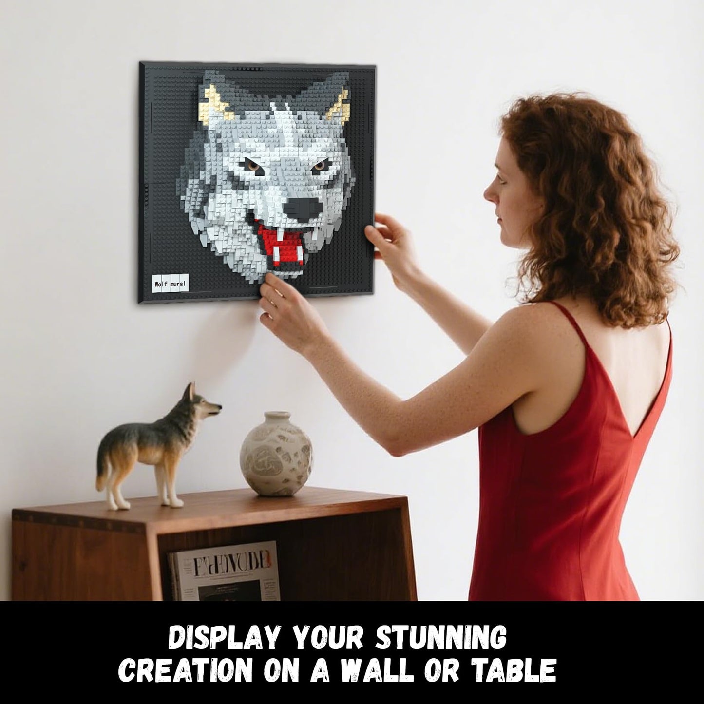BseSparklion Wolf 3D Wall Art – 2214-Piece Micro Blocks Set for Adults | Dual Display Decor