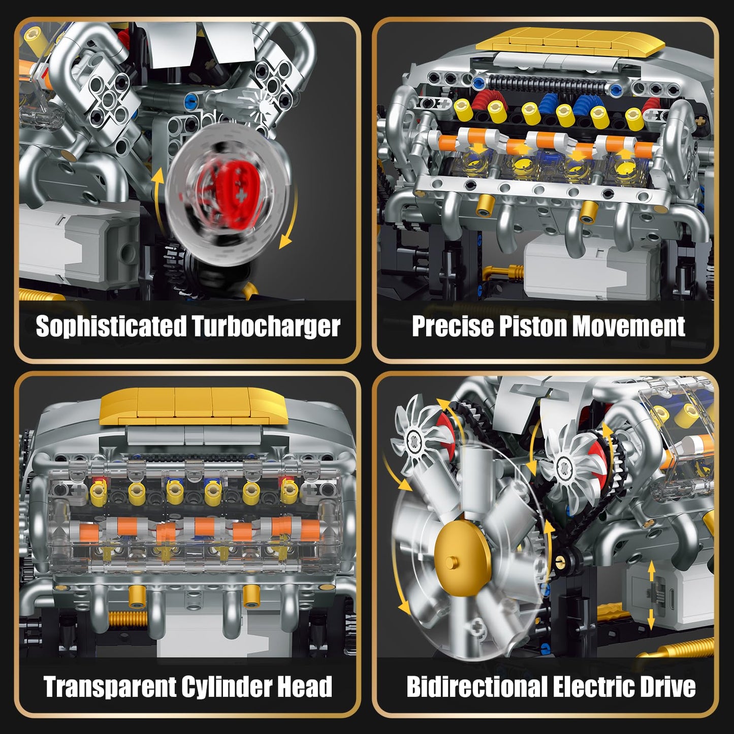 BseSparklion V8 Engine Model Kit – Build Your Own Visible Mini Car Motor (703 PCS)