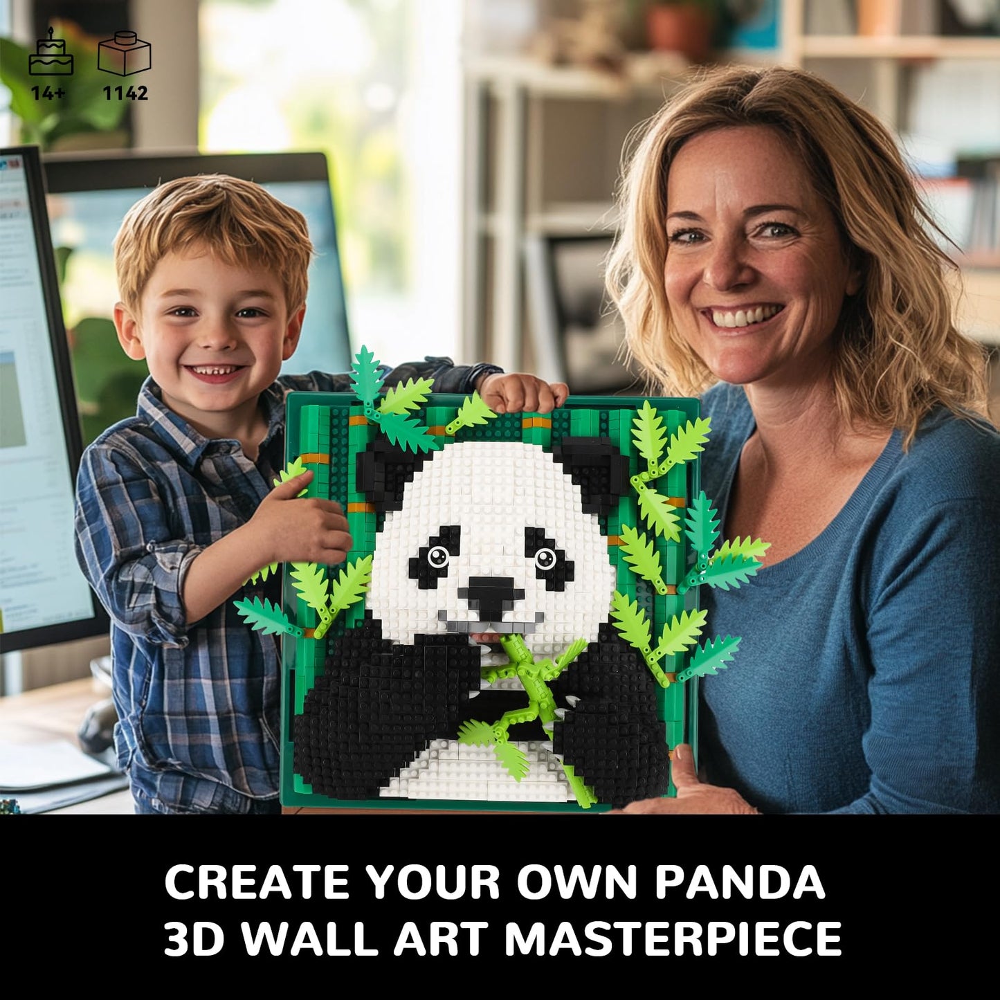 BseSparklion Panda 3D Wall Art Micro Blocks Set (1142 PCS) – Table or Wall Display, Not Compatible with LEGO, Gift for Adults & Teens 14+