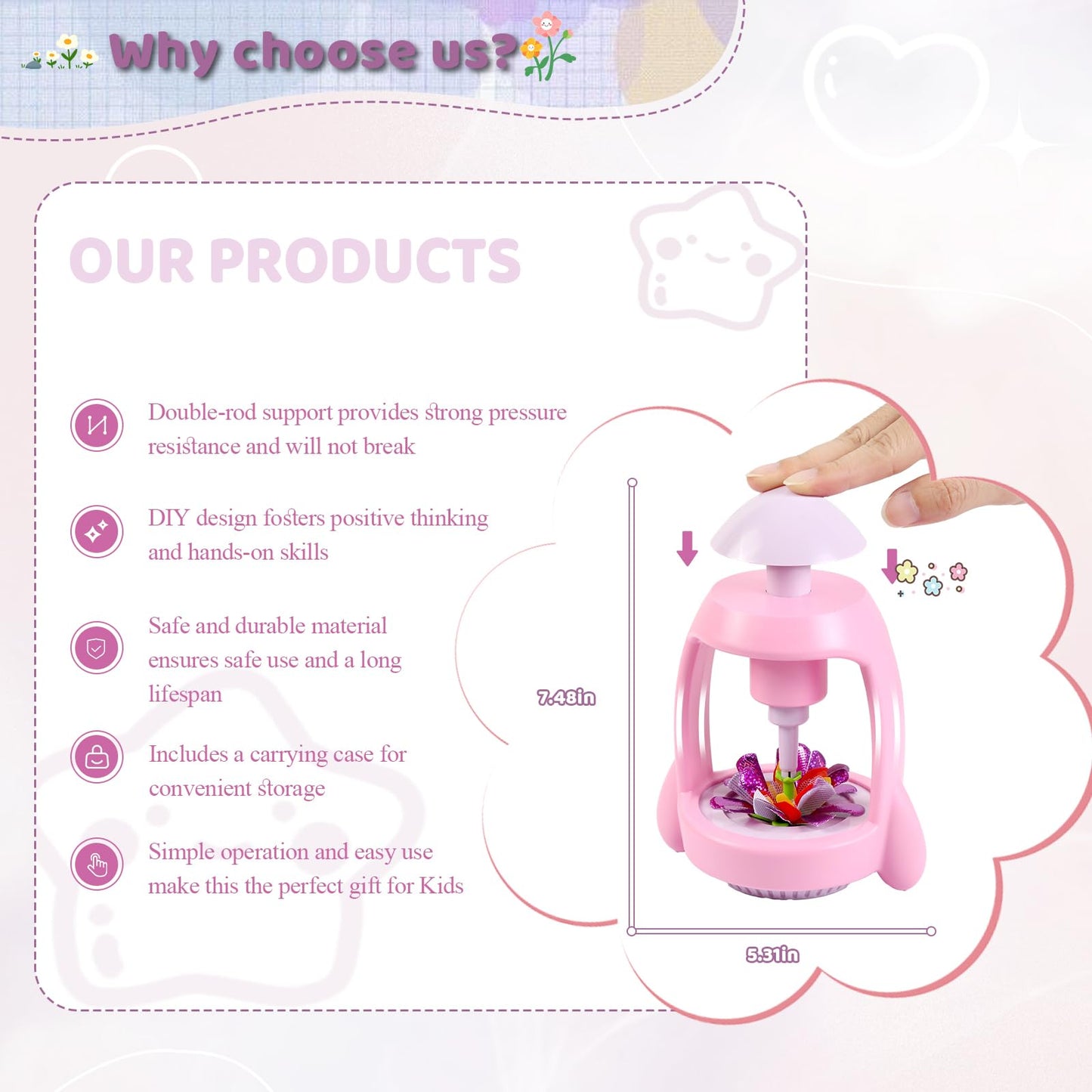 Bsgifts Fabric Flower Press Kit for Kids 3-12 – DIY Flower Craft Set