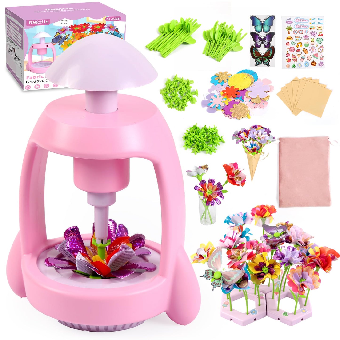 Bsgifts Fabric Flower Press Kit for Kids 3-12 – DIY Flower Craft Set