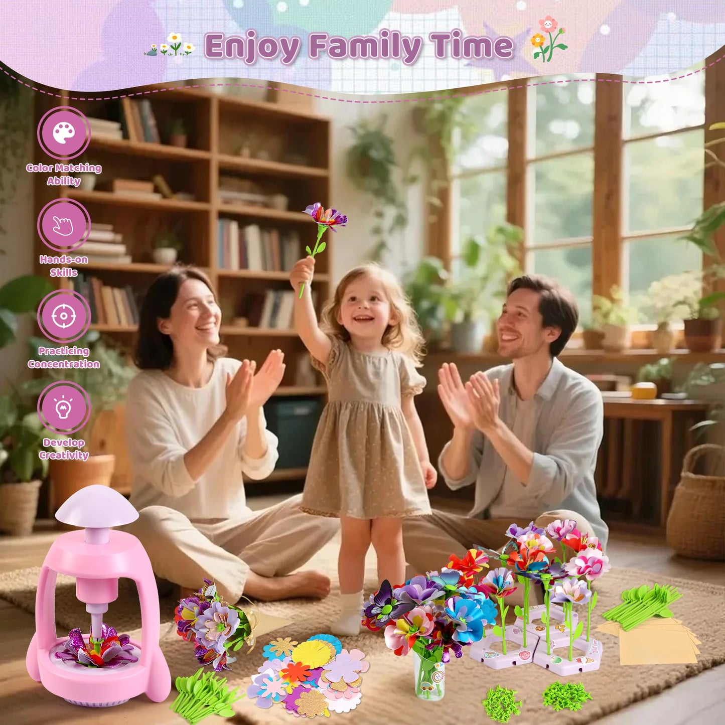 Bsgifts Fabric Flower Press Kit for Kids 3-12 – DIY Flower Craft Set