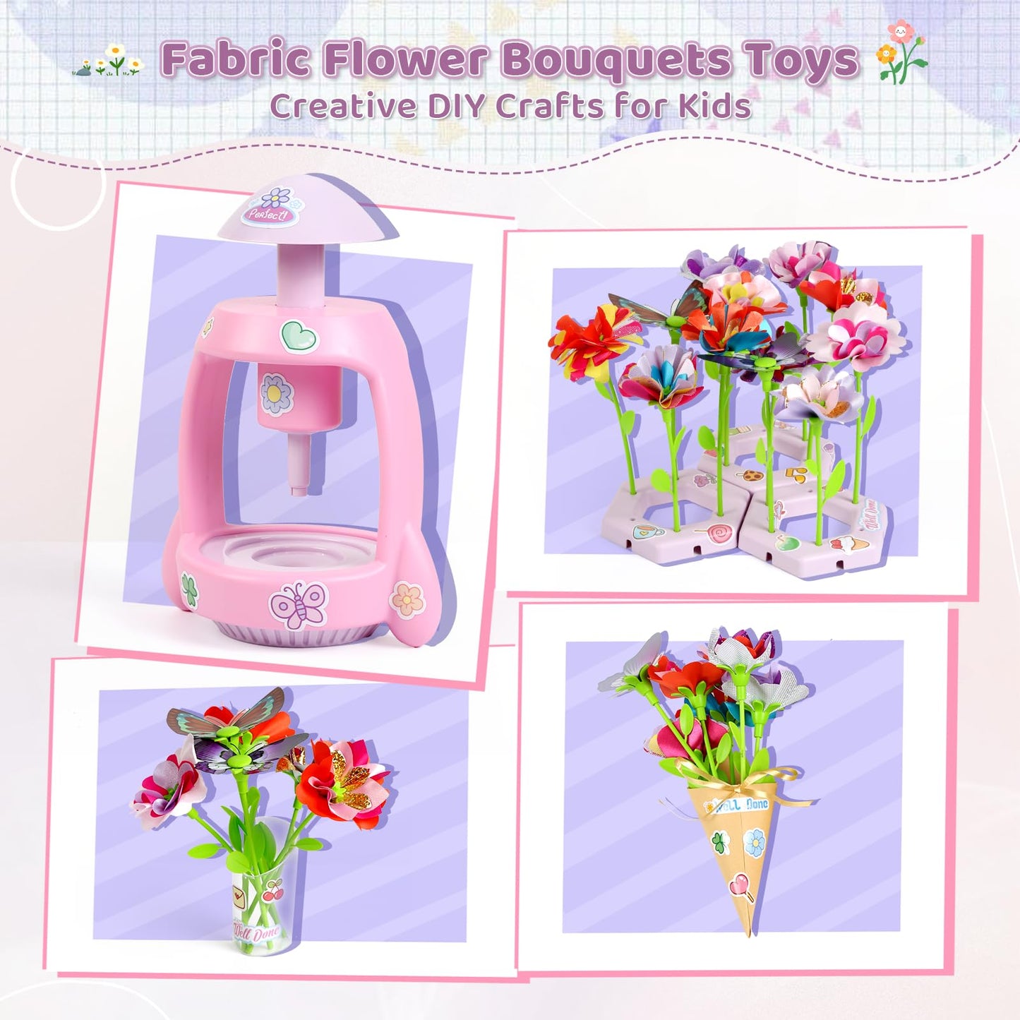 Bsgifts Fabric Flower Press Kit for Kids 3-12 – DIY Flower Craft Set