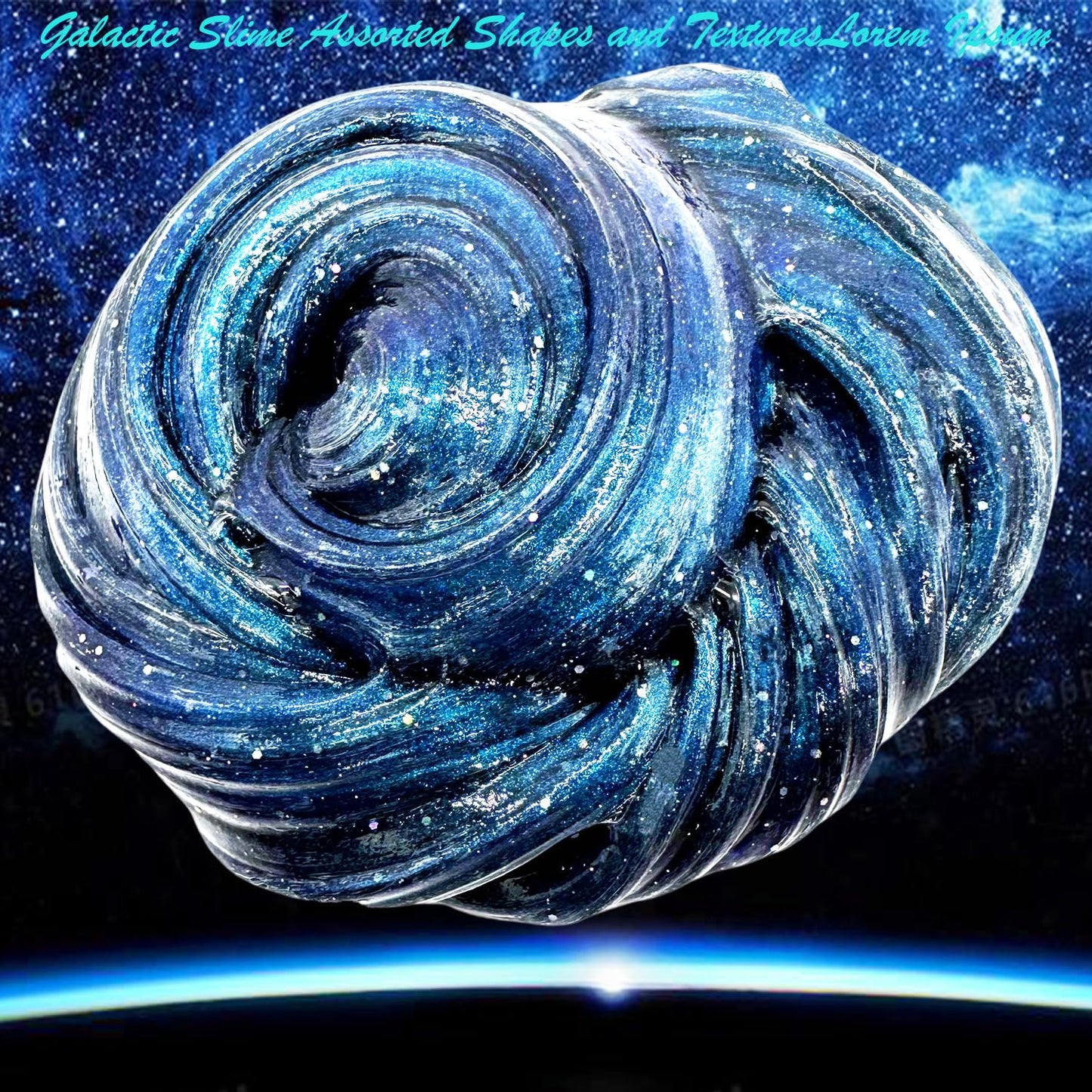 BSINHTIY Galaxy Glitter Slime Kit – Dark Blue Galaxy Slime with Spacecraft Charm