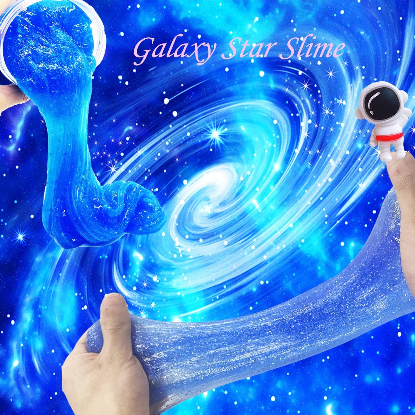 BSINHTIY Super Galaxy Slime Kit - Blue Glitter Slime in Shapes & Textures for Kids