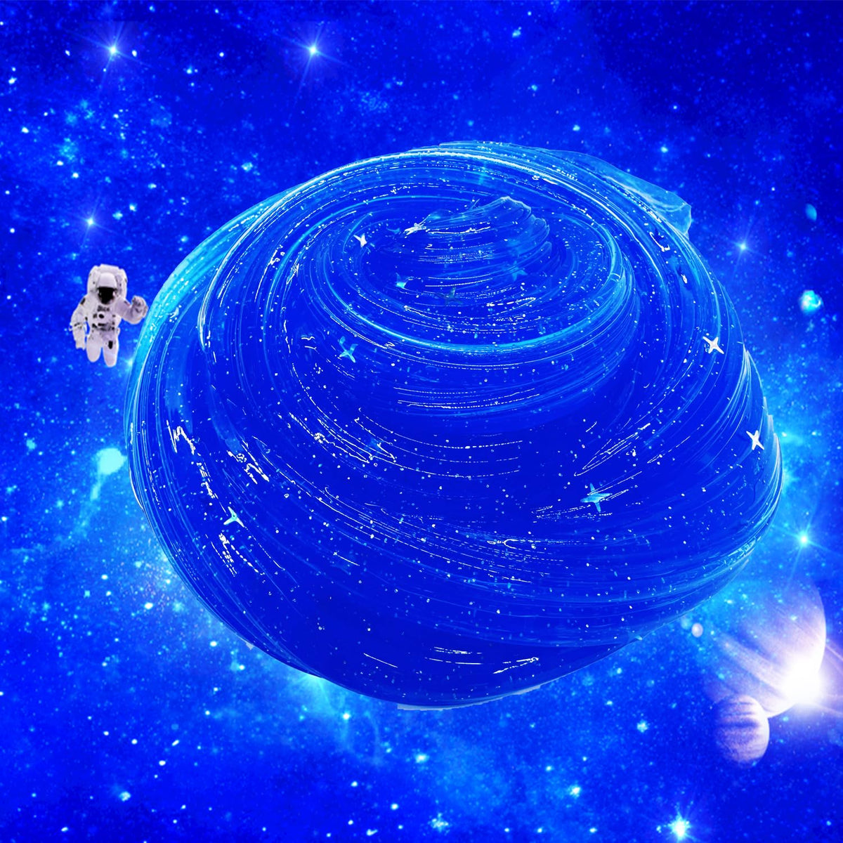 BSINHTIY Super Galaxy Slime Kit - Blue Glitter Slime in Shapes & Textures for Kids
