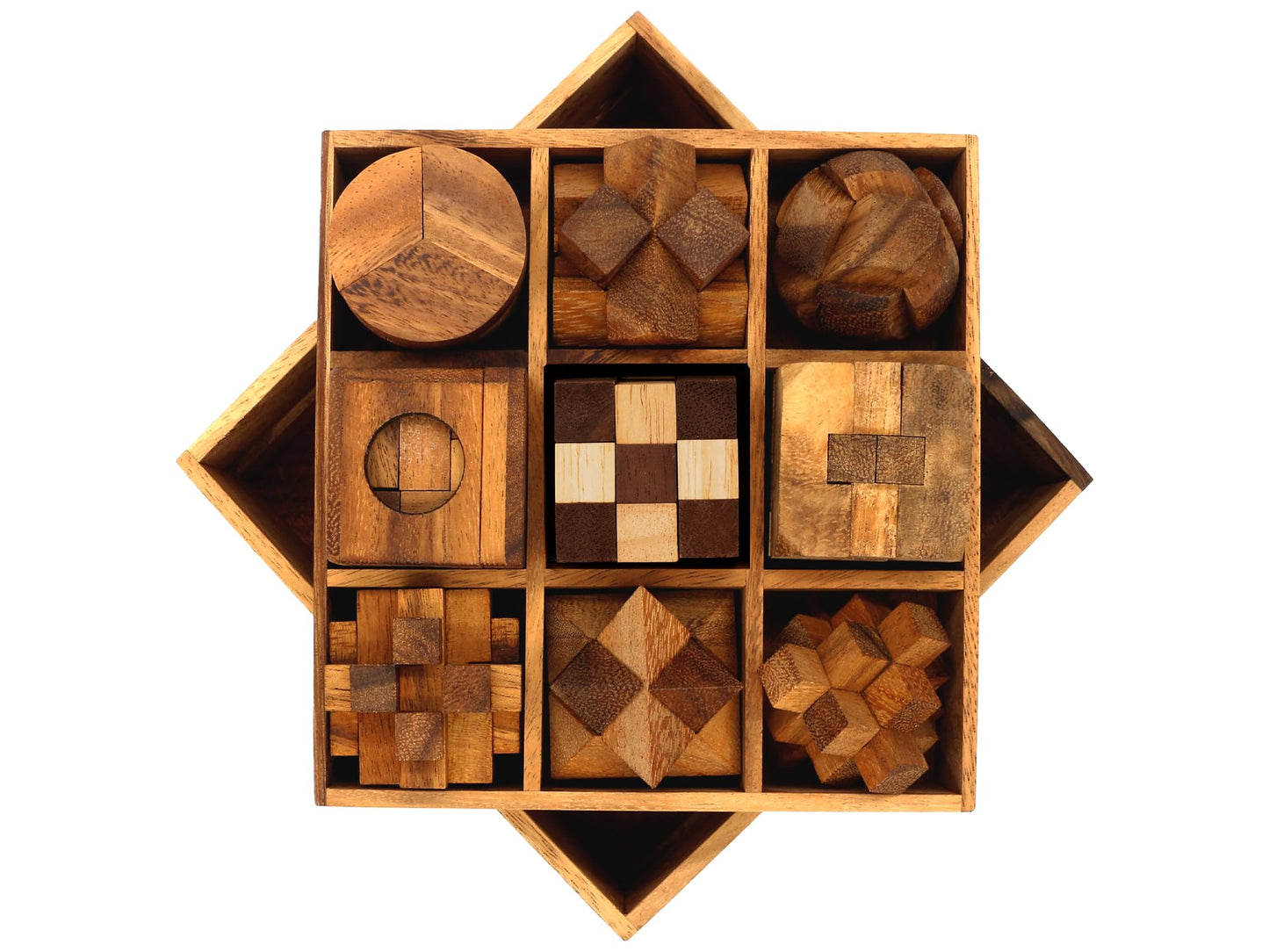 BSIRI 9 in 1 Wooden Brain Teaser Puzzles — 3D Mind Games for Adults & Teens