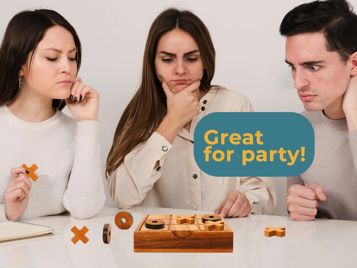 BSIRI Wooden Tic Tac Toe Game – 5.5-Inch Tabletop XO Blocks for Family Game Night