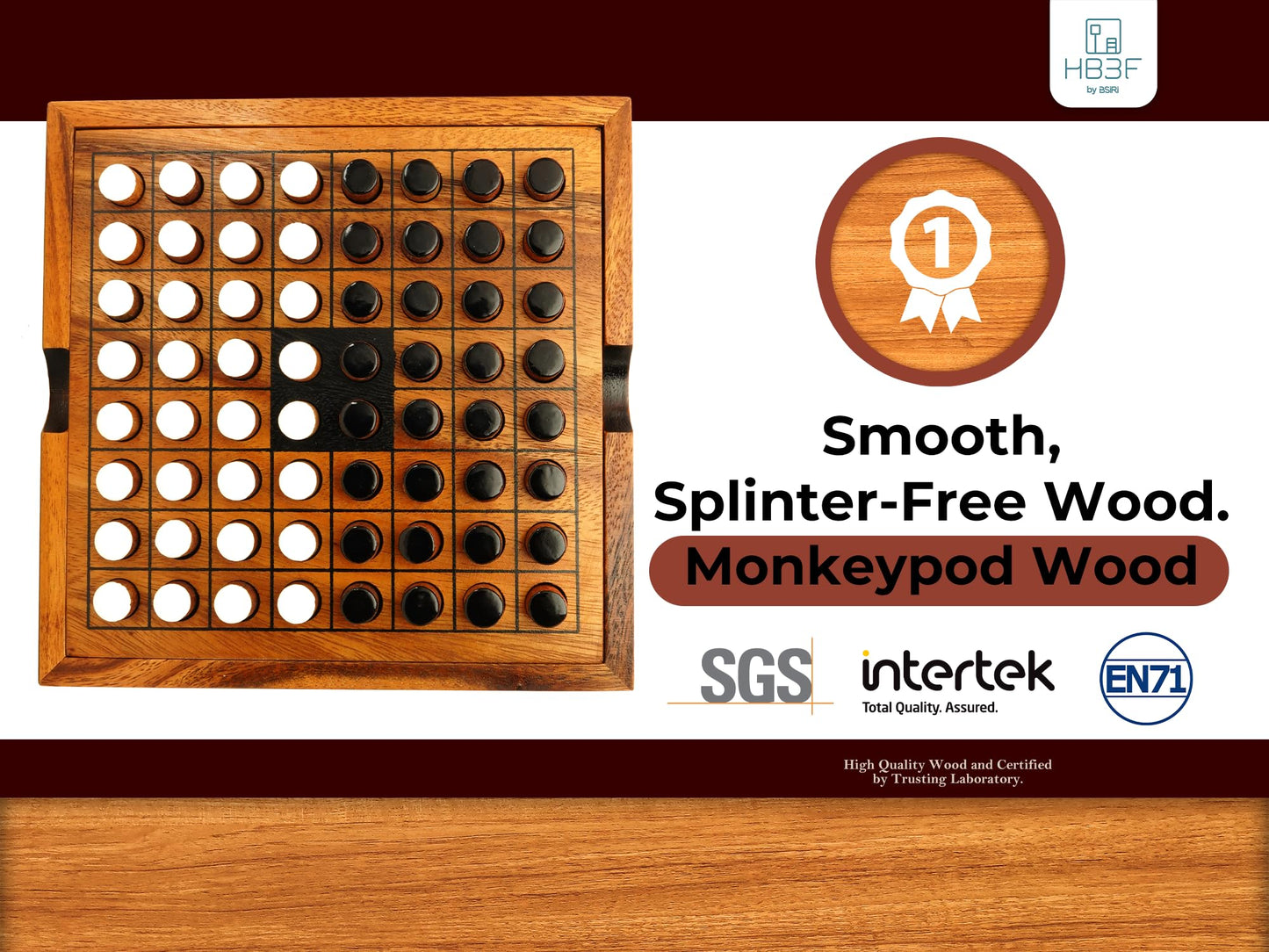 BSIRI Classic Othello: Handcrafted Wooden Strategy Board Game for Family & Adults