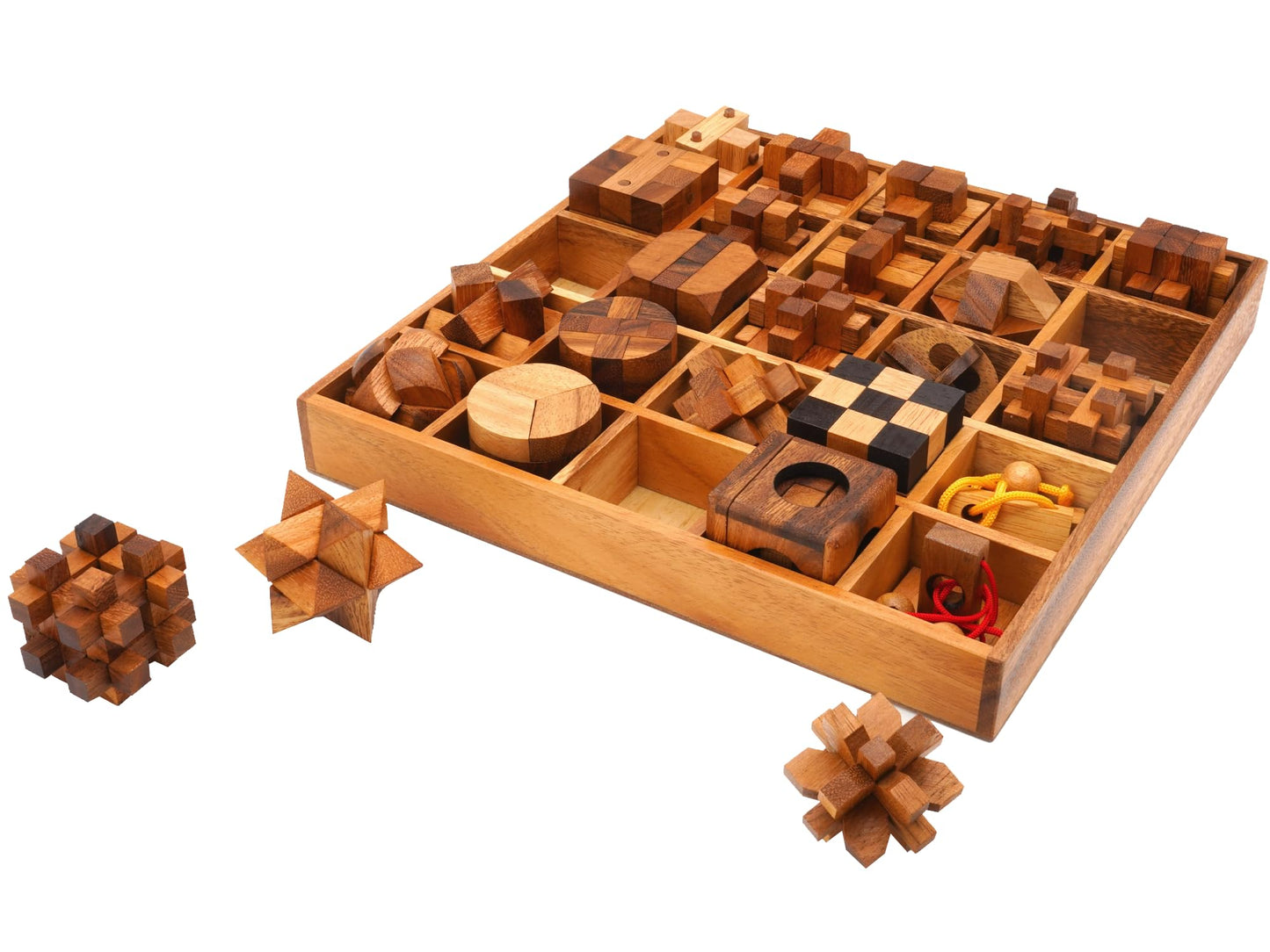 BSIRI 25-in-1 Wooden Brain Teasers – Interlocking 3D Mind Games