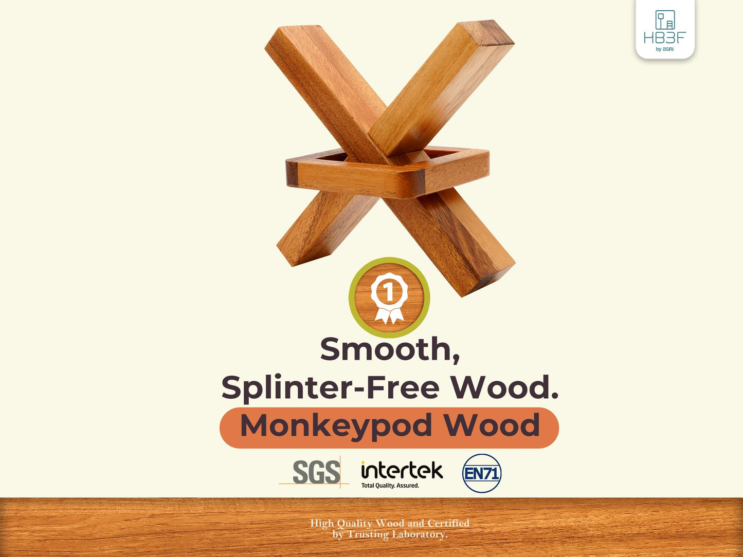 BSIRI Wooden Brain Teasers for Adults | Cross Out Trick Lock Logic Puzzle Gift
