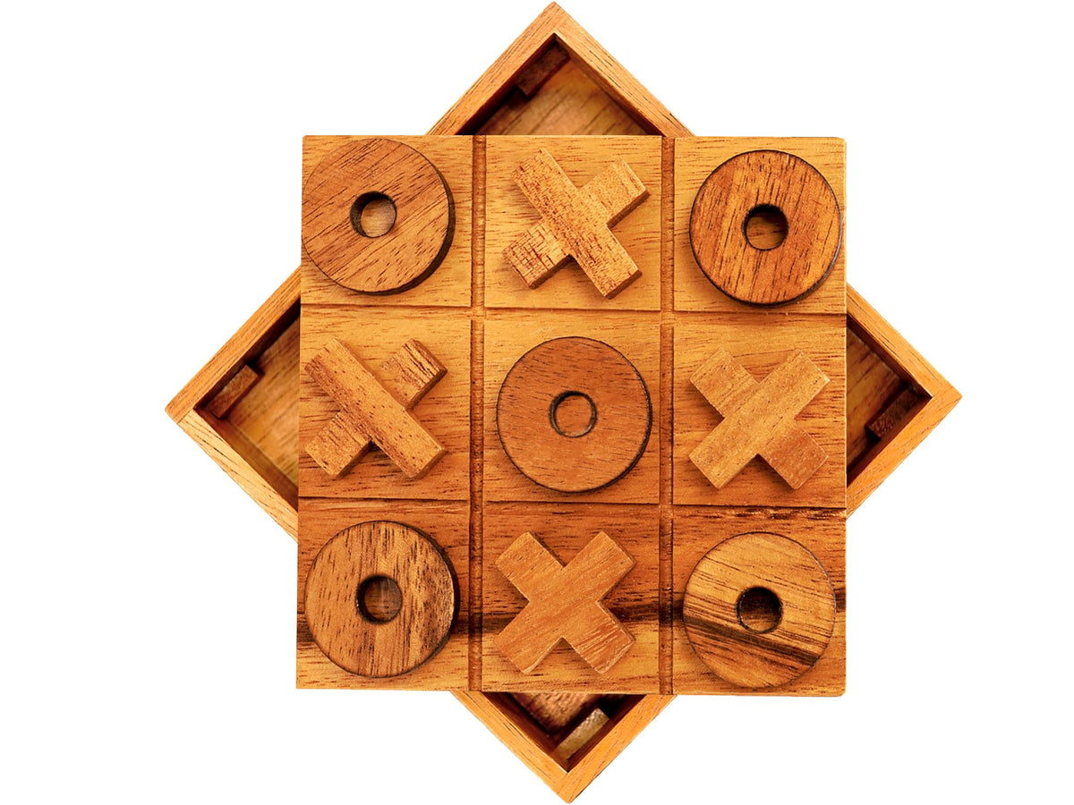 BSIRI Wooden Tic Tac Toe Game – 5.5-Inch Tabletop XO Blocks for Family Game Night