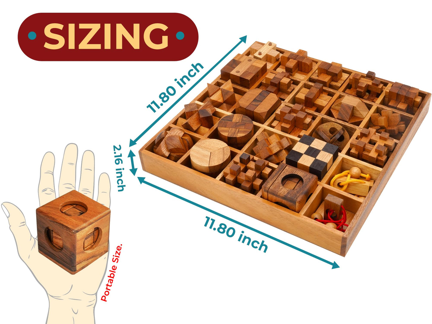 BSIRI 25-in-1 Wooden Brain Teasers – Interlocking 3D Mind Games