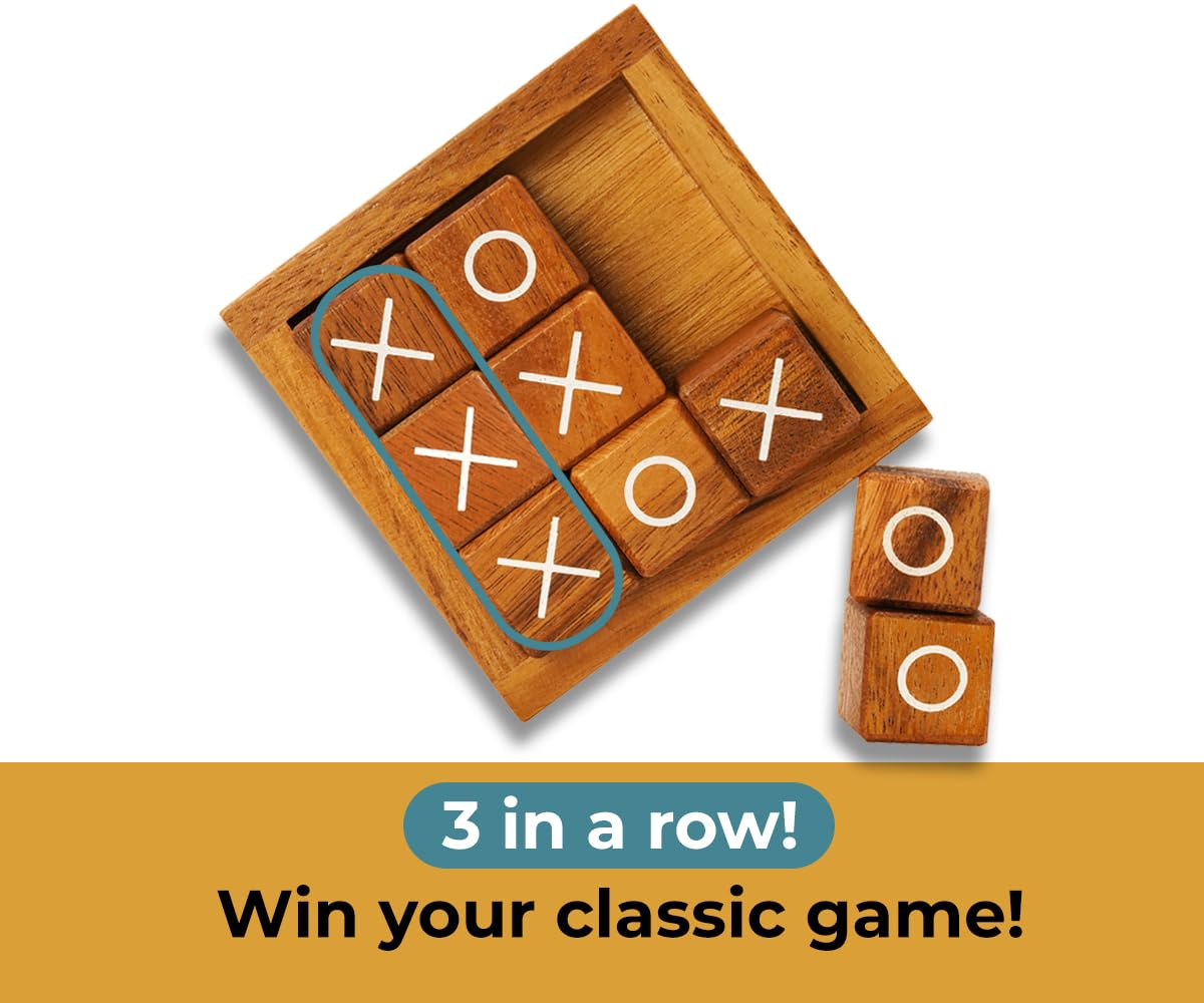 BSIRI Wooden Tic Tac Toe Coffee Table Decor – Classic XO Game for Home & Office