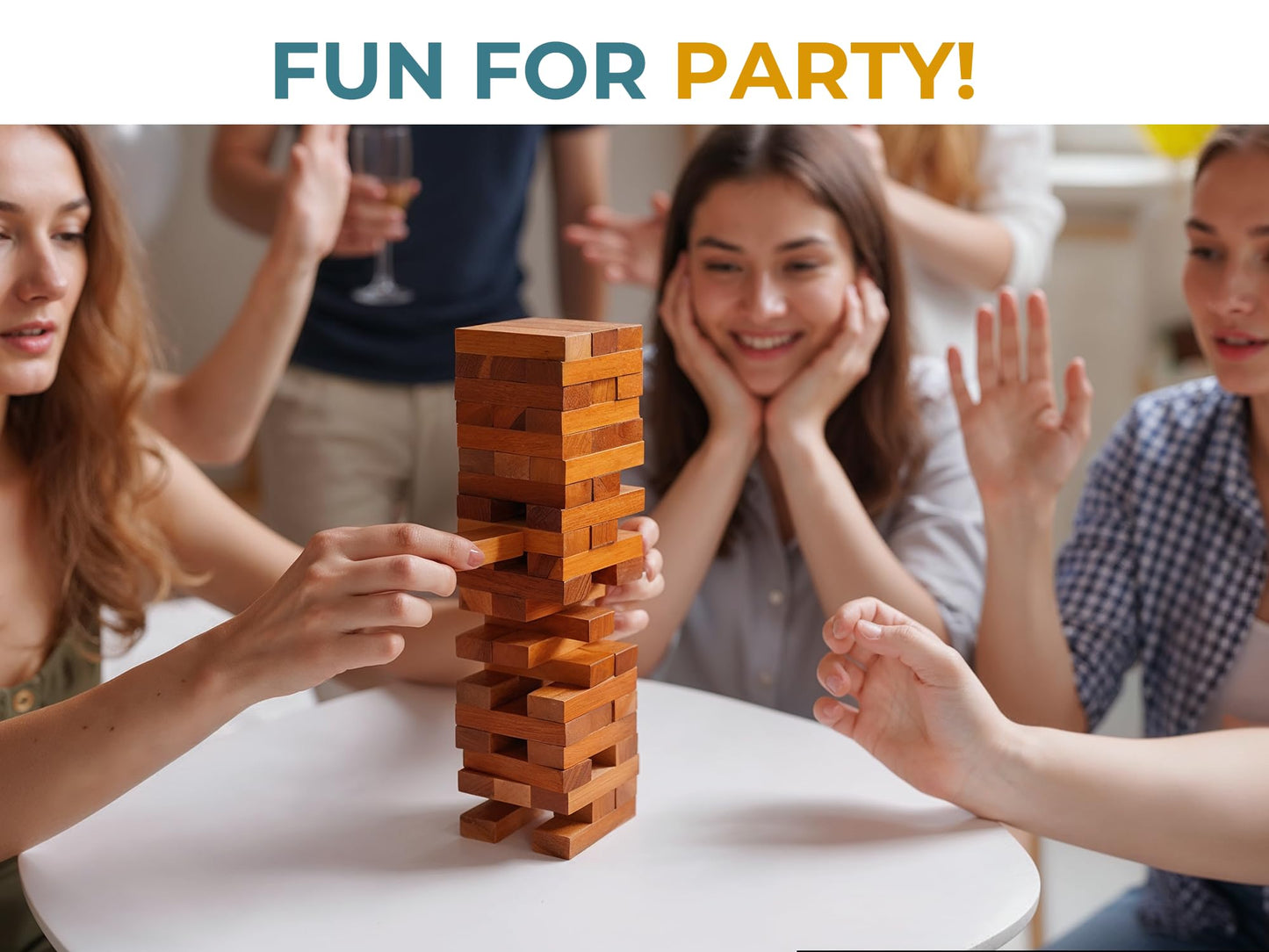 BSIRI Wooden Tumbling Tower – Family Game for Seniors & Adults | Classic Stacking Blocks