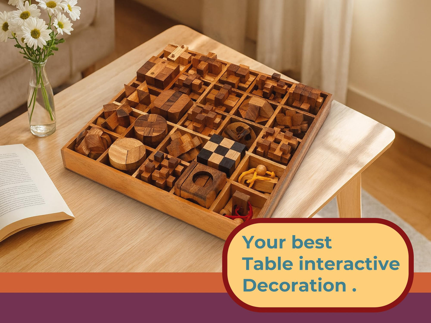BSIRI 25-in-1 Wooden Brain Teasers – Interlocking 3D Mind Games