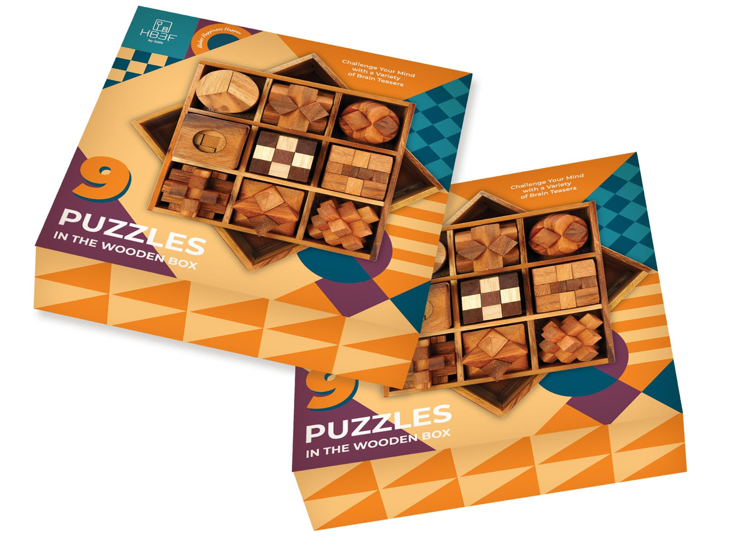 BSIRI 9 in 1 Wooden Brain Teaser Puzzles — 3D Mind Games for Adults & Teens