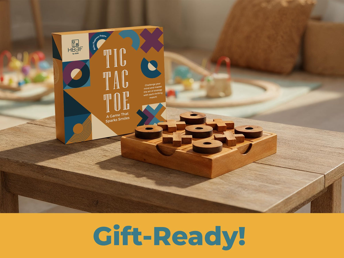 BSIRI Wooden Tic Tac Toe Game – 5.5-Inch Tabletop XO Blocks for Family Game Night