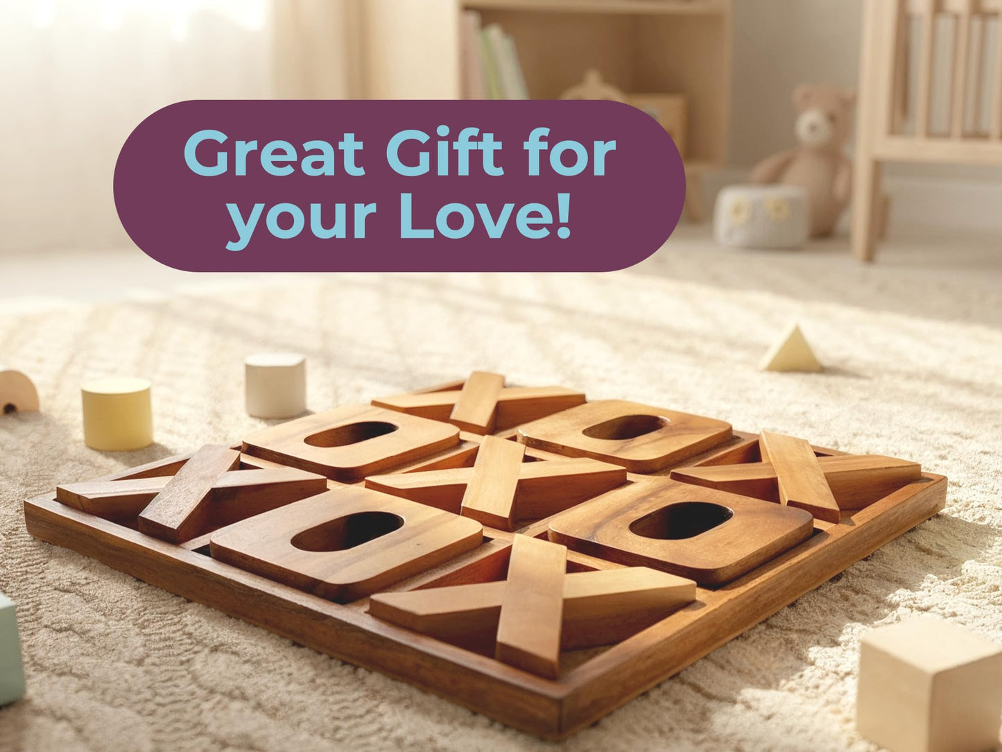 BSIRI Jumbo Tic Tac Toe Board - Rustic Wall Decor for Family Game Night