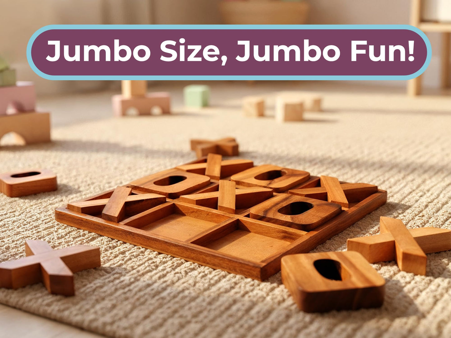 BSIRI Jumbo Tic Tac Toe Board - Rustic Wall Decor for Family Game Night