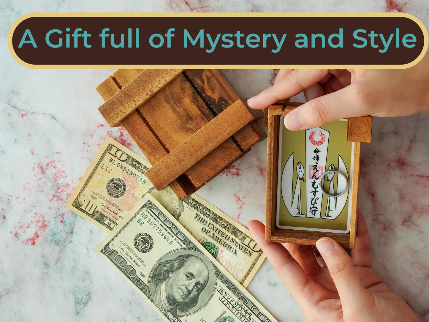 BSIRI Magic Box: Wooden Puzzle Box with Hidden Compartments – Gift Card Size