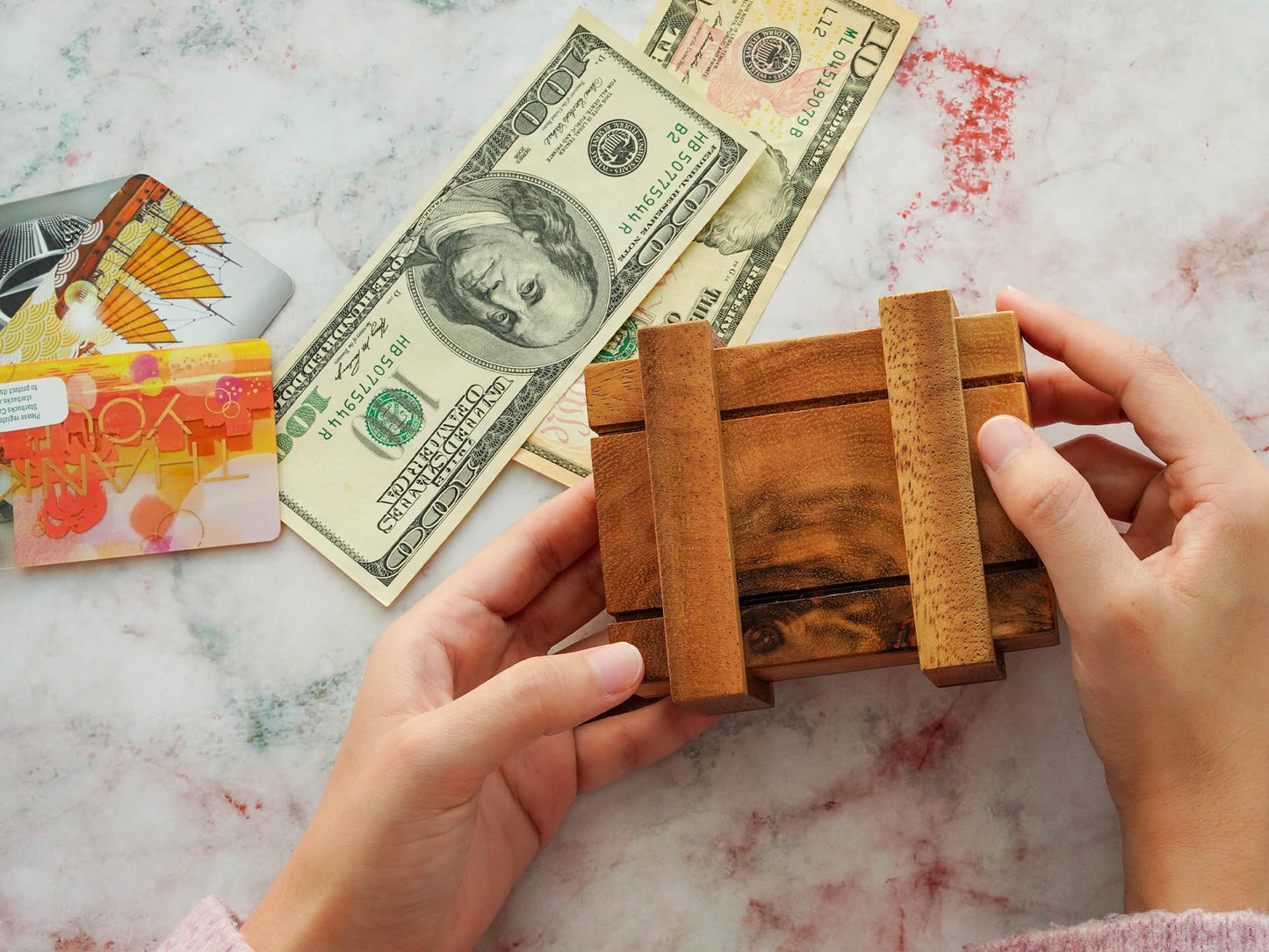 BSIRI Magic Box: Wooden Puzzle Box with Hidden Compartments – Gift Card Size